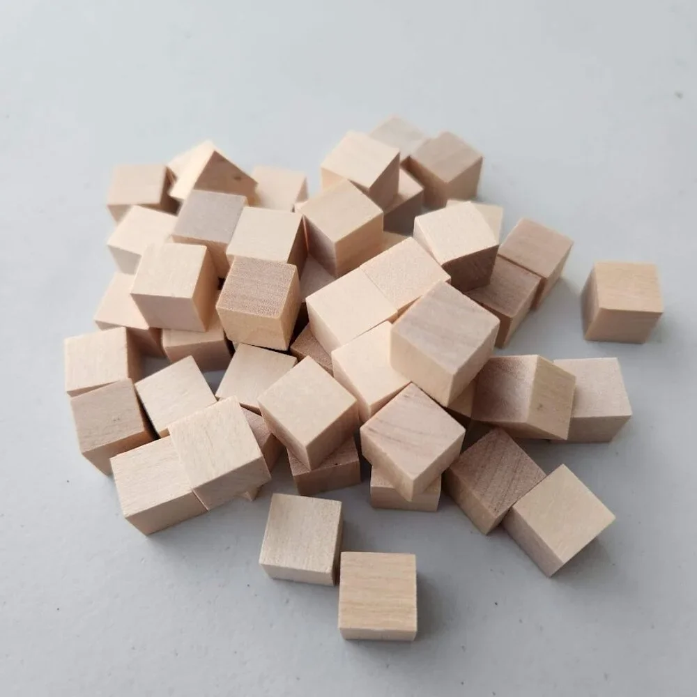 100 DIY Craft Supplies Wooden Cubes 1/2-inch Blank Wooden Blocks Unfinished Wood